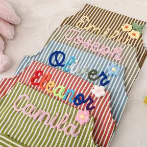 Personalized Cotton-Linen Blend Durable Eco-Friendly Lightweight Ruffle Striped Sanitary Bib <b>Apron</b> <b>Pockets</b> Women Customizable - Product Image 1
