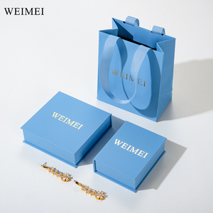 Custom Logo Recyclable Blue Paper <b>Book</b>-Shaped Jewelry Packaging <b>Box</b> for Bracelet Ring Earring Necklace - Product Image 6