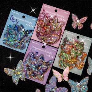 Pack d'autocollants étanches avec impression UV en PET, avec finition brillante, papillon coulant, 3D, Laser, or, DIY Décoration - Product Image 1