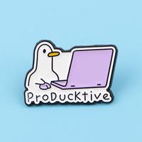 Spilla da bavero in metallo smaltato con citazione e lettera inglese creativa "ProDucKtive", accessorio per abbigliamento, all'ingrosso