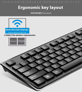 <b>Wireless</b> USB Keyboard and <b>Mouse</b> Combo Waterproof Ergonomic Design for Home Office & Multimedia Gaming Product - Product Image 5