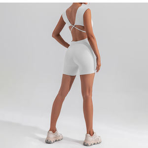 Neue Einführung nackter Rücken bequemer Jumpsuit Cross Schnürung-Up ärmellose Yoga-Sets Gesäß-Lifting schnell trocknender Körperanzug - Product Image 6