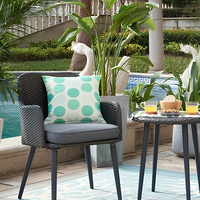 Meubles de jardin en rotin, table de bistrot extérieure française et 2 chaises, 1 ensemble en rotin tressé moderne