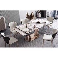 Table à manger extensible en dalle de pierre italienne, table à manger pliante pour la maison, table à manger rectangulaire télescopique moderne et minimaliste