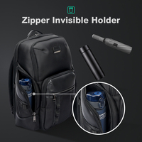 Sac à dos de voyage pour ordinateur portable de grande capacité 15,6 pouces, en cuir de vache noir personnalisé, marque BOPAI, pour hommes d'affaires, avec porte-bouteille d'eau