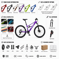Vélo de montagne pour jeunes et adultes, cadre en acier souple, freins à disque avant et arrière, qualité supérieure, vente en gros, conduite sécurisée