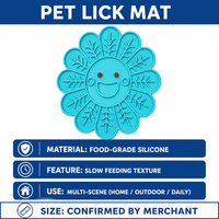 Sonnenblumen-Silikon-Leckmatte mit Smiley-Gesicht, Slow-Feeder-Leckmatte für Hunde und Katzen, lebensmittelecht, rutschfest, Leckerli-Matte