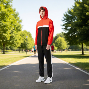 Ensemble de survêtement respirant et écologique à manches longues et fermeture éclair intégrale pour hommes grandes tailles, idéal pour la course et le sport, vente en gros, personnalisable, haute qualité - Product Image 3