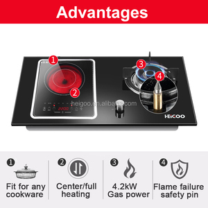 2 fours à gaz en verre, cuiseur hybride en céramique à <span class=keywords><strong>Induction</strong></span> infrarouge, <span class=keywords><strong>plaque</strong></span> <span class=keywords><strong>de</strong></span> cuisson, 2 - Product Image 2