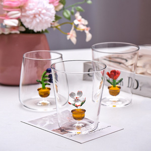 Logo personalizzato fatto a mano alto <span class=keywords><strong>borosilicato</strong></span> trasparente <span class=keywords><strong>vetro</strong></span> creativo tazza di acqua tazze di caffè - Product Image 1