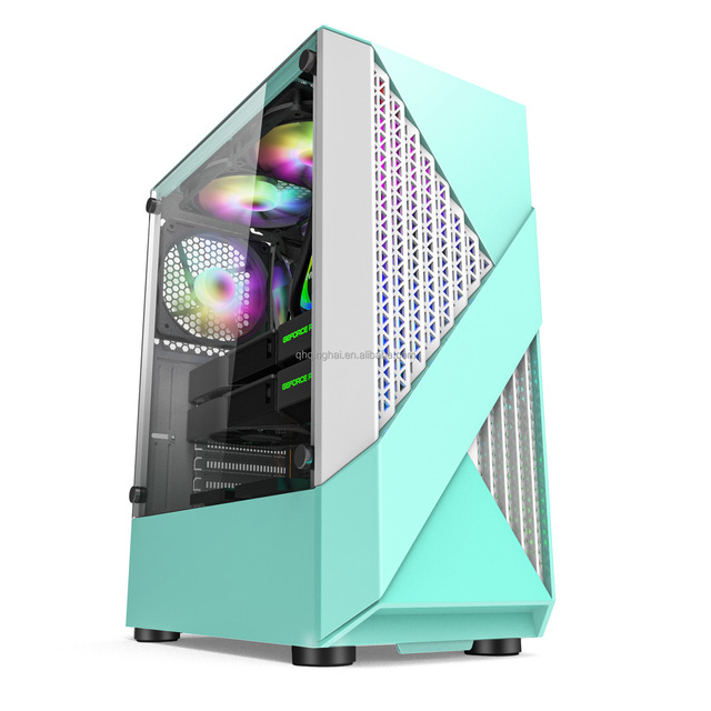 Side-transparent Tempered Glass Computer case Desktop Diamond-shaped Internet Cafe E-sports Game Host case