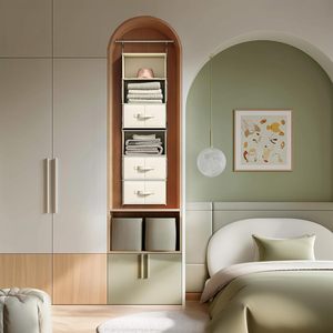 Hanging Closet Organizer <b>6</b>-Shelf With 3 <b>Drawers</b> Detachable Storage For Wardrobe Clothing Organizer - Product Image 1