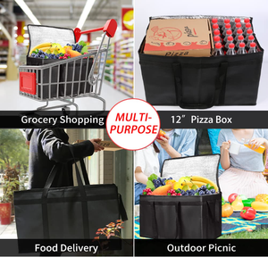 Red XXX-<span class=keywords><strong>Large</strong></span> Bolsa de asas de comestibles no tejida aislada Entrega de alimentos Catering Calentador de pizza para comidas calientes y frías - Product Image 6