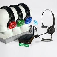 Casque sans fil circum-auriculaire RGB à réduction de bruit avec bandeau en maille, pour Silent Disco, DJ, double module, 3 canaux, avec émetteur