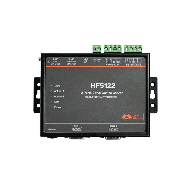 HF5122 RJ45 RS232/485/422 Serial To Ethernet Free RTOS Serial 2 Port Transmission Converter Serial Server  equal to 2pcs HF5111B