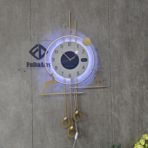 Reloj de Pared Moderno Grande con Luz Nocturna LED, 96x51.5cm, Diseño de Ciervo Metálico Decorativo, Dorado, Directo de Fábrica - Product Image 5