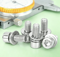 201 Stainless Steel Hex Socket Cap Head Combination Screws, with Flat & Spring Washers, Machine Bolts for Fastening Repair