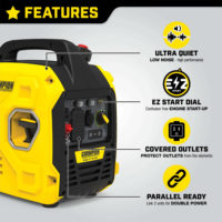 Generador Inverter Portátil de 3200W, Fuente de Energía de Respaldo para Camping y Autocaravanas, Funcionamiento Silencioso, Motor de Ahorro de Energía