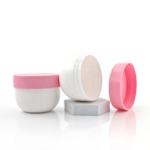 150g-300g Stoples Kosmetik Perawatan Kulit Plastik PP Kustom, Stoples Krim Pijat Alas Bulat dengan Tutup Sekrup Warna <span class=keywords><strong>Pink</strong></span> - Product Image 3