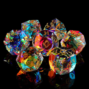Khắc Đá quý xúc xắc tùy chỉnh cầu vồng lăng kính thủy tinh DND đá quý xúc xắc 16mm D6 đá đa diện xúc xắc Bộ K9 Kính labrdorite fluorite - Product Image 2