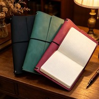Couverture de carnet de voyage vintage A5 en cuir végétalien, organiseur quotidien portable, étui rechargeable avec élastiques et boucle pour stylo