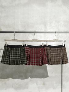 Váy xếp ly cổ điển - Váy ngắn gợi cảm phong cách châu Âu với váy ngắn chữ A kẻ caro - Product Image 5