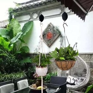 Crochet de <span class=keywords><strong>suspension</strong></span> rétractable pour plantes de jardin, ensemble de poulies réglables pour suspendre les plantes, paniers à fleurs de jardin, pots - Product Image 6