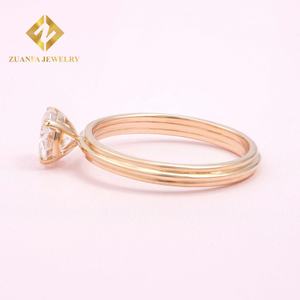 Classical Luxury 4claws Setting 10k Yellow Gold 1ct Round Brilliant Moissanite <b>Lab</b> Grown Diamond Solitaire Engagement Ring - Product Image 4