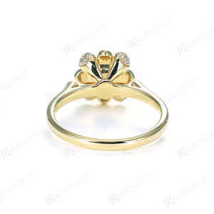 แหวนมอสซาไนต์ทรงกลมขนาด 6.5 มม. รุ่น Kuololit HK 1CT สำหรับผู้หญิง ทองคำแท้ 18K 14K 10K สีเหลือง คุณภาพ D/VVS1 เหมาะสำหรับแหวนหมั้นและงานแต่งงาน - Product Image 3