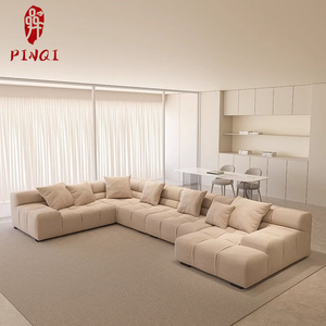 Ensemble de canapé modulaire moderne et polyvalent avec coussins en peluche en tissu semblable à du lin pour les salons de la maison Salon Canapé de chambre d'appartement - Product Image 3