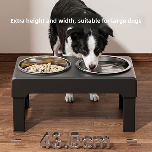 Gamelle surélevée réglable pour animaux de compagnie en acier inoxydable 304, double gamelle, protection du cou, <span class=keywords><strong>anti</strong></span>-étouffement, alimentation lente, base antidérapante pour animaux - Product Image 3