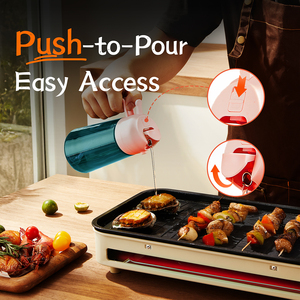 Bouteille pulvérisateur d'huile en verre sodocalcique écologique rose pêche, grande taille 2-en-1 pour barbecue - Product Image 2