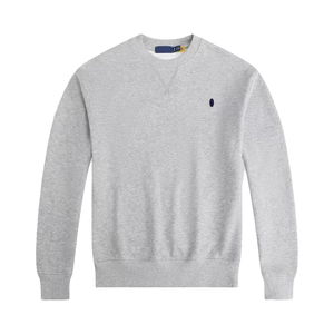 Wholesale Autumn 3D Embroidered Logo Solid Loose 100% Cotton Casual <b>Top</b> Men <b>Long</b>-<b>Sleeved</b> Fleeced Lining Crew Neck Anti-Pilling - Product Image 2