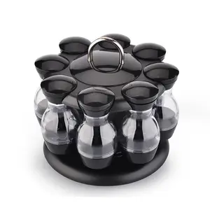 8 ou 16 bouteilles à épices combinaison support rotatif moderne créatif pot à épices ensemble de bouteilles à épices en plastique Transparent pour la cuisine à domicile