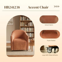 Fauteuil moderne en velours monoplace inclinable confortable avec roulettes fauteuil de canapé d'intérieur pour la maison, les repas, l'hôtel et le bureau