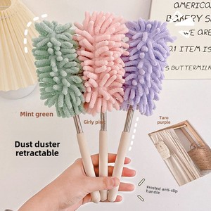 Mini balayeuse de poussière de plume de microfibre télescopique rétractable <span class=keywords><strong>Chenille</strong></span> à long manche pour l'utilisation de voiture domestique <span class=keywords><strong>plumeau</strong></span> de coton lavable - Product Image 5