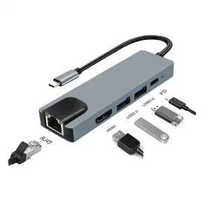 5-IN-1 USB C HUB Compatible with macbook pro usb adapter, work for MacBook Pro or USB-C devices