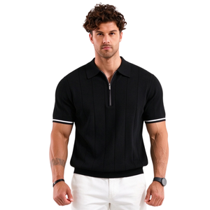 T-shirt Homme Personnalisé à Col Revers Imprimé Sérigraphié, Style Vintage Décontracté, Coupe Oversize, Manches Courtes, en Coton Anti-Boulochage et Respirant - Product Image 4
