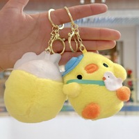 Porte-clés en peluche petit canard jaune personnalisé en gros, style couple romantique, pendentifs mignons pour sacs à dos, cadeaux décoratifs