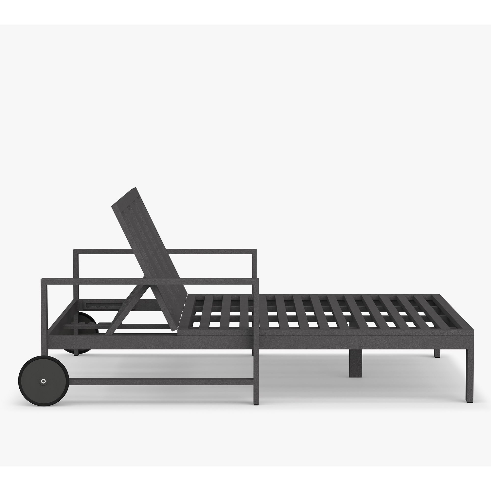 Easy cleaning patio daybed cheap hotel pool furniture aluminum double wheels metal outdoor sun loungers with cushion