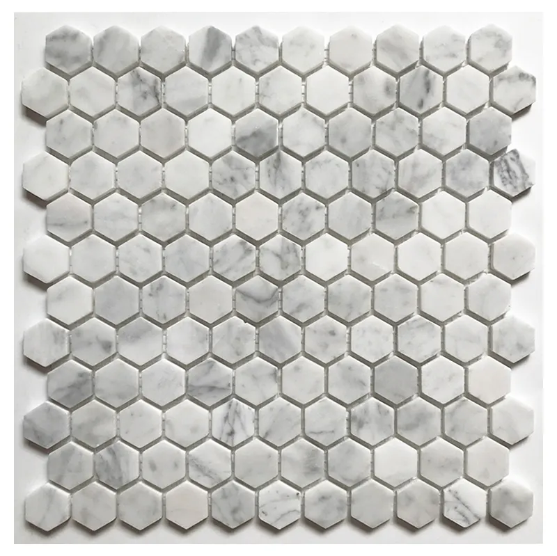 Carrelage Hexagonal moderne en marbre naturel, mosaïque de pierre, blanc, 1 pièce