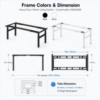 Cadre de bureau électrique ergonomique à 4 pieds, réglable en hauteur, 200 kg, double moteur, pour table de réunion et bureau ouvert