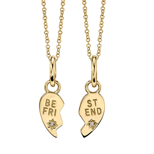 Gemnel 925 Silver 18K Gold Plated <strong>Best</strong> Friends Heart Pendant Set <strong>Necklace</strong> Women - Product Image 1