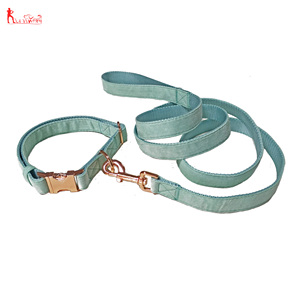 Premium <span class=keywords><strong>Morbido</strong></span> Velluto Turchese Pet Dog <span class=keywords><strong>Collare</strong></span> e Guinzaglio Set, collari regolabili con Oro Rosa Fibbia In Metallo D-ring - Product Image 1