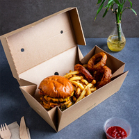 Boîte en carton biodégradable personnalisé imprimé à emporter Burger frites emballage alimentaire boîte à hamburger en papier carton ondulé