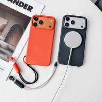 Funda con correa y soporte magnético para iPhone 17 Pro Max, con botón AI y carga inalámbrica, diseño original 1:1 con logo Beats y tacto suave.