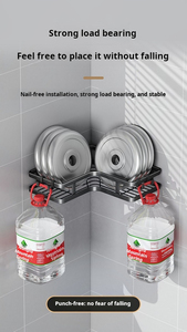 Estante de cocina resistente de 25CM con diseño triangular, estante de ducha montado en la pared sin taladro con soporte para jabón - Product Image 3