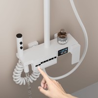 Juego de ducha termostático inteligente de cobre todo en uno montado en la pared con pantalla digital LED y barra deslizante, venta al por mayor