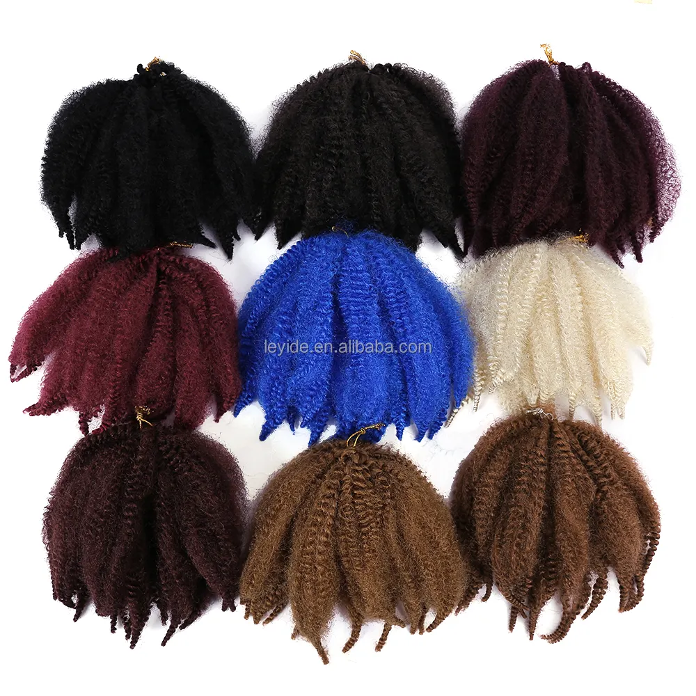Soft Synthetic 8 Inch Afro Kinky Marley Braiding Hair Afro Kinky Bulk Cuban Twist Crochet Braids Hair Extensions For Black Women