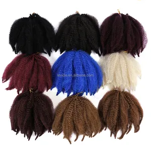 Soft Fluffy Synthetic 8" Afro Kinky Marley Braiding Hair Bulk Kinky Curly Twist Crochet Braids Hair Extensions for Black Women